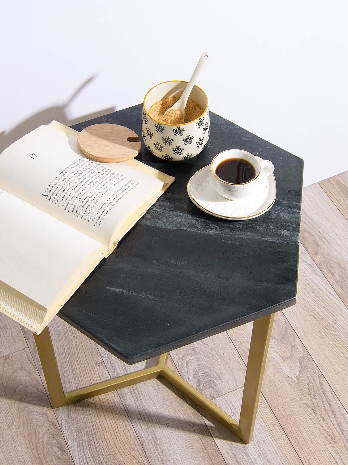 Black Marble Hexagon Table