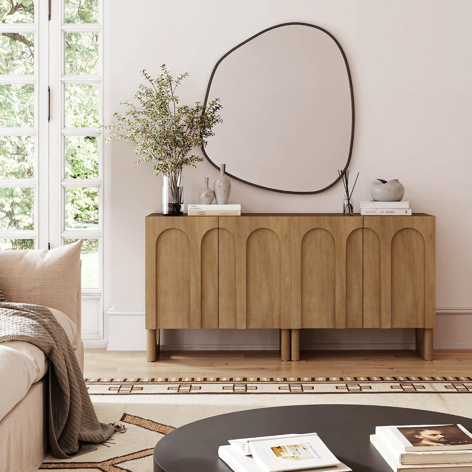 Light Brown Wood Credenza