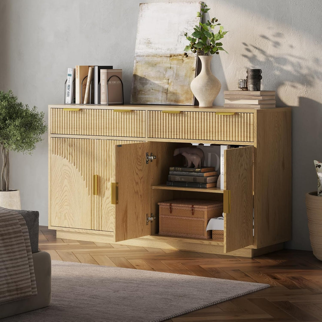 Natural Fluted Sideboard Cabinet
