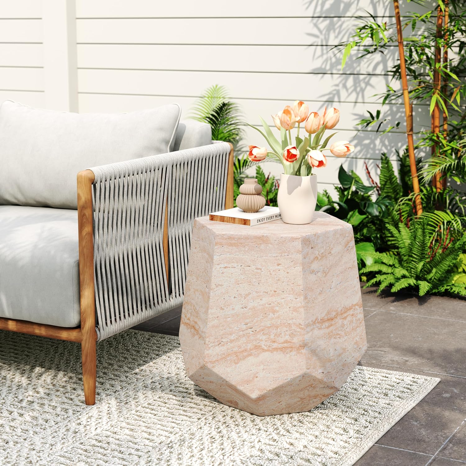 Beige Hexagonal Coffee Table